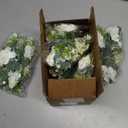 Leooomap 6 PCS Hydrangea Flower Candle Rings, 11.4" Flower Rings for Centerpieces, White Artificial Floral Candle Wreath Ring for Pillar Candles, Wedding Party Table Decor