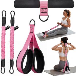 Pedal Resistance Band with Handles, 2026 Upgraded 2-Level Resistance Sit Up Exercise Equipment for Abs, Core, Arms, Legs & Glutes, Portable Home Exercise Bands with Storage Bag