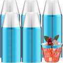 Lounsweer 100 Pcs 9oz Rimmed Plastic Cups Wedding Clear Cocktail Cups Heavy Duty Disposable Wine Glasses for Birthday Bridal Shower Baby Shower Holiday Celebrations(Light Blue)