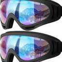 COOLOO Ski Goggles, 2 Pack Snow Goggles Snowboard Goggles for Men Women Kids - UV Protection Foam Anti-Scratch Dustproof (One Size)