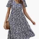 Berydress Women's Casual Summer Tiered Midi Dress 2025 Short Sleeve V-Neck Loose Cotton Ruffle Babydoll Dress Boho Sundress Smal