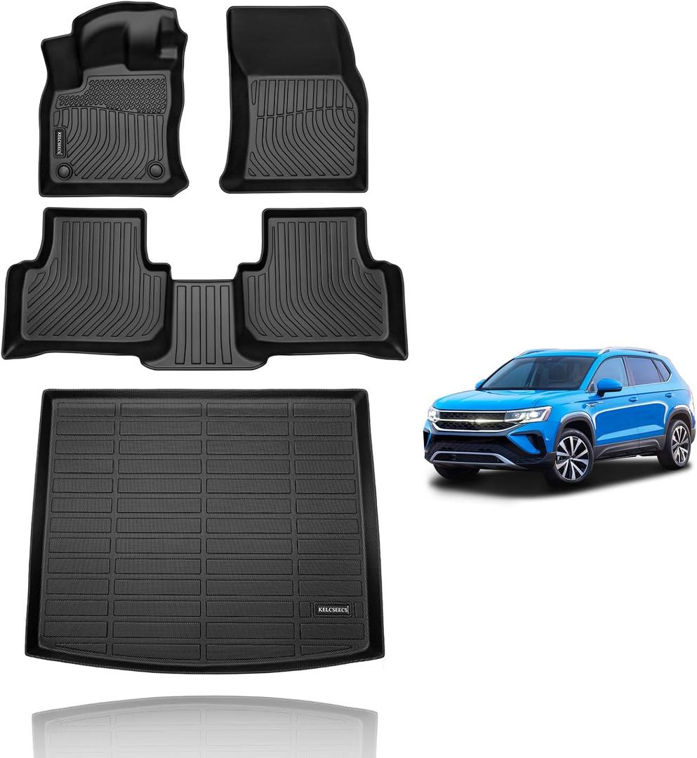 KELCSEECS Floor Mats & Cargo Liner Custom for Volkswagen Taos AWD 2026 2025 2024 2023 2022 Car Mats Automotive Cargo Mat Floor Liners Trunk Mat VW Taos All Weather Floor Mats Trunk Liner