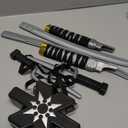 Spooktacular Creations Ninja Swords, Backpack Weapon Toy Set with Swords and Knives for Kids, Ninja Costume Accessories for Cosplay, Dress-up Party Black