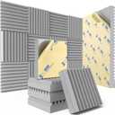 24 Pack Sound Proof Foam Panels for Wall with Self Adhesive, 3" X 12" X 12" High Density Acoustic Panels Sound Absorbing Quick-Recovery, Wedges Soundproof Wall Panels for Gaming & Studio Decor - Gray (3 Inch 24 Pack)