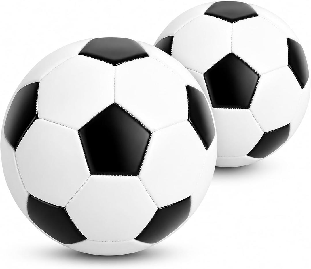 Soccer Ball Size 5 Size 4 Size 3 Size 2 with Pump Deflated - 2 Pack Standard Indoor Outdoor Training Ball Black and White - Gift for Adult Youth Teens Toddlers Kids 1-3 5-8 8-12 13+ Years Boys Girls (Classic 2 pcs)