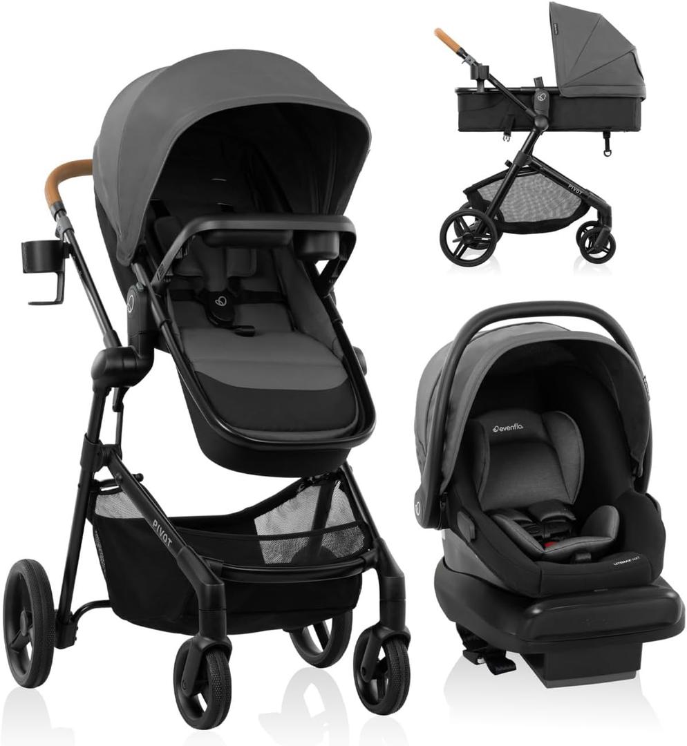 Evenflo Pivot NXT Travel System with LiteMax NXT Infant Car Seat (Silverado Gray) (EXP: 2035/12/22)