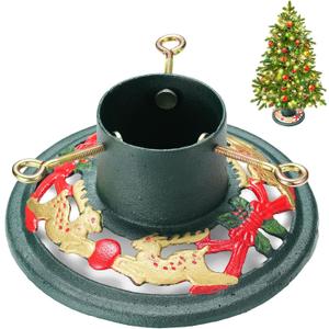 Christmas Tree Stand, for Real and Artificial Trees Metal Base with Water Reservoir, Heavy Duty Holder for 6Ft Xmas Tree, Stable and Durable Adjustable Diameter Fits Multiple Trunk Sizes