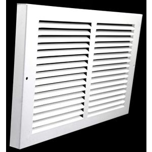 HVAC Premium 12" X 4" Baseboard Return Air Grille - HVAC Vent Duct Cover - 7/8" Margin Turnback for Flush Fit with Baseboard Work - White [Outer Dimensions: 13.75" Width X 5.75" Height]