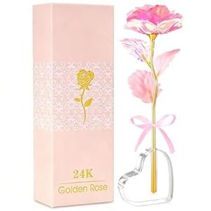 Mothers Day Mom Gifts for Women Grandma, Artificial Forever Birthday Flowers Galaxy Glass Eternal Roses with Heart Shaped Crystal Vase, Mother's Day Anniversary Wedding Rose Gifts for Wife Sister