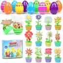 Easter Basket Stuffers Essentials, 12 Pcs Mini Animal Building Blocks with Easter Eggs, Building Blocks for Teens Kids Girls Boys Egg Hunt Prizes, Party Favors and Classroom Gifts (Easter - Flower A)