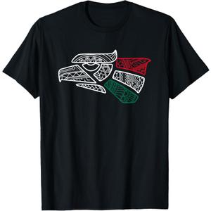 Mexico Flag - Mexican Eagle Aztec Style - Hecho En Mexico T-Shirt (Small, Black)