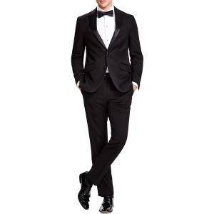 Kenneth Cole Men's Performance Fabric Tuxedo, Formal Suit for Black Tie, 42, Black