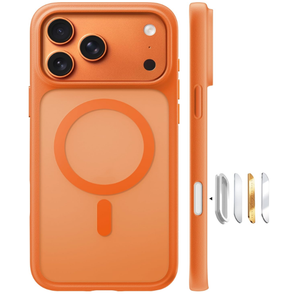 TORRAS Stronger Magnetic & Shockproof for iPhone 17 Pro Max Case, Fit for MagSafe, Military Grade Drop Protection, Camera Control, DIY Button, Slim for iPhone 17 Pro Max Case Translucent Orange