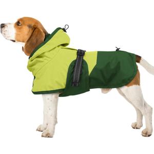 BRKURLEG Dog Raincoat for Small Medium and Large Dogs Waterproof Dog Rain Jacket Adjustable Hooded Dogs Raincoat Pet Rain Coat Poncho with Leash Hole, Reflective Strip, Green, Large