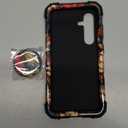 for Galaxy S24 Case,3 in 1 Floral Pattern Heavy Duty Shockproof Soft Silicone Rubber Bumper+Hard Plastic Hybrid Protective Cover for Samsung Galaxy S24 6.2",Black Flower