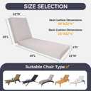 72 x 22 x 3.5 Inch Outdoor Chaise Lounge Cushion- Waterproof & Fade Resistant Patio Lounger Cushions with Removable Cover for Pool, Deck, Lawn(Beige)