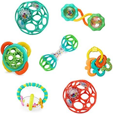 Bright Starts Soothers & Shakers 3pc Gift Set - BPA-Free Baby Rattles, Teethers and Stroller Toys, Unisex, Newborn+