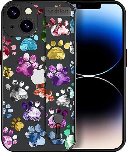 IWONE Compatible for iPhone 15 Case Cute with Stand/Shockproof Drop Protection Slim Strap Kickstand Phone Cover for Women Girls/Dog Puppy Paws Claws 2 Pack
