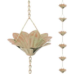 taman Rain Chain Set, 5.6ft Flower Rain Chain for Gutters,Functional and Decorative Replacement Downspout Rain Chain for Outside,Metal Divert Rain Catcher (Bronze)
