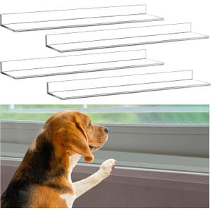 Wenqik 4 Pcs Window Sill Protector from Dog 14.75 '' x 3.25'' Cat Scratching Width Strong Transparent Protection Against Dog Claw Chewing Window Sill Protector for Plants