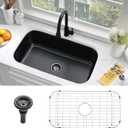 31 Inch Black Undermount Sink Stainless Steel-Bokaiya 31x18 Kitchen Sink Undermount Black Stainless Steel Sink 16 Gauge Single Bowl Kitchen Sink with Dish Grid