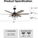 LuminFan 60 Inch Ceiling Fans with Lights and Remote Control, Farmhouse Ceiling Fan for Bedroom Living Room and Patio, Retro Black Caged Ceiling Fan for Indoor and Outdoor