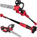2-IN-1 Cordless 10-Inch Pole Saw And Chainsaw Compatible with Milwaukee 18V Battery, Total Reach of Max 15ft, Auto Oiling, Electric Pole Saw for Tree Trimming Pruning (Battery NOT Included)