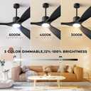 Ceiling Fans with Lights, Ceiling Fans with Lights and Remote Control, 52 inch Black Modern Smart Ceiling Fan with Light, Outdoor Ceiling Fans for Patios 3 Blade Bedroom Living RoomBlack