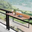VEVOR Balcony Hanging Table, 39 x 13.6 inch Folding Balcony Railing Table, Outdoor Balcony Bar Table for Railings, 5-Level Adjustable, Fit Railing from 1" to 5.3", Serving Table for Patio & Deck