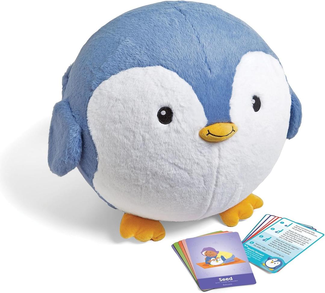 hand2mind Penguin BubblePlush Yoga Ball Buddy, Yoga Ball for Kids, Calming Corner for Items, Kids Exercise Equipment, Occupational Therapy Toys, Sensory Toys, Active Play for Ages 3 and Up