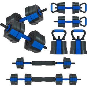 VIVITORY Dumbbell Sets Adjustable Weights, Free Weights with Connector, Non-Rolling Adjustable Dumbbell Set, Barbell for Home Gym, Hexagon, Cement Mixture (45LB BLUE)