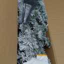 Flocked Pencil Christmas Tree with Lights 6.5Ft, Artificial Prelit Christmas Tree with 250 Clear Lights, Clearance Pencil Xmas Snowy Trees