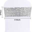 Sequin Spandex Chair Sash 50 Pcs Silver Sequin Sashes Chairs Silver Stretch Spandex Bands Sparkling Chair Cover Decorations for Wedding Banquet Party Festival Shining (5.9"X13.78")