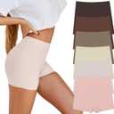 SHARICCA BoyShorts Panties for Women Seamless Soft Boy Shorts Underwear Short Boxer Briefs Anti Chafing Multiple Pack ((6 Pack) Brown and Pink)