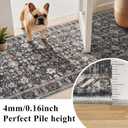 4x10 Wide Hallway Runner Rug: Washable 10ft Runners for Living Room Bedroom Kitchen - Stain Resistant Non Slip Soft Low Pile Vintage Floral Carpet (Dark Black Gray, 4X10)