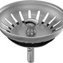 KANARY Stainless Steel Kitchen Sink Strainer Basket-Replacement for Standard Drains(3-1/2 Inch)-Ball-Lock Rubber Stopper (Single, Stainless Steel)