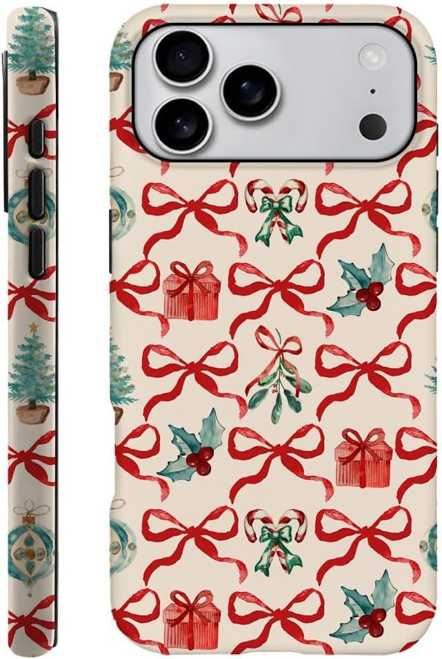 DAIZAG Case Compatible with iPhone 17 Pro Max,Fit Shockproof Cover for Women Girls,Christmas Tree Ribbon Bow