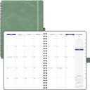 POPRUN 2026-2027 Monthly Planner A4 Size, 16 Months Calendar (Dec 2025-Mar 2027), 2 Pages per Month with Dotted & Lined Note, Monthly Tabs, Spiral Softcover, 2 Inner Pockets - Midnight Green (A4 Large-8.25'' x 11.75'')