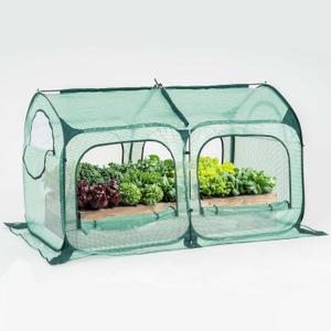 Pop up Greenhouse Tent Cover Tunnel Plant House,Large Gardening Flower Sunshine Room with Mesh Windows,Backyard PE Greenhouse Cover for Cold Frost Protector with Stakes and Rope Guys (Small Size)