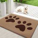 Buganda Dog Door Mat for Muddy Paws, Absorbent Dirt Trapper Washable Indoor Doormats, Non Slip Low-Profile Mud Mat for Dogs, Front Entrance Doormat for Inside Floor (36x24 Inches, Beige)