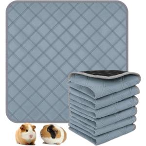 6 Packs Washable Guinea Pig Cage Liners, Waterproof Guinea Pig Pee Pads Reusable Absorbent Bedding Anti Slip Mats for Small Animals Bunny Rabbit Hamster (12 x 12in)