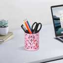 EasyPAG Purple Pen Holder for Desk, 2 Pack Round Pen Organizer, Brush Holder for Vanity, Metal Pencil Cup Organizer for Home, Office, Classroom, School
