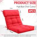 Barydat 4 Pack High Back Chair Cushion Indoor Outdoor Tufted Seat and Back Chair Rocking Pads Lounge Porch Seat Cushion with Ties for Patio Furniture, 43.4 x 21 x 3.3 Inch (Red)