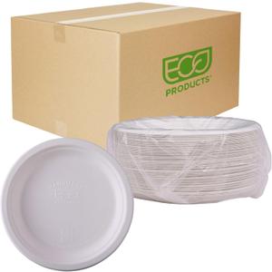 ECO PRODUCTS Compostable Vanguard 6" Paper Plates, Case of 1000, Disposable White Molded Fiber, Round, Tree-Free, Stronger Than Paper & Styrofoam, No-Added PFAS, ASTM Compliant, BPI-Certified 