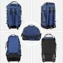 86L 30 Folding Duffle Backpack with 2 Wheels,Travel Bag with Separate Shoe Compartment,Navy Blue
