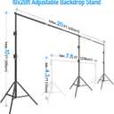 EMART Back Drop Adjustable Stand, 10x20 Backdrop Stand Heavy Duty Photography Background Support System Kit with 300 Angle Rotatable Connector and 8 Spring Clamps for Parties, Wedding, Photo Studio