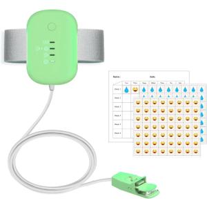 Bed Wetting Alarm for Kids, USB Rechargeable, Pee Alarms with Loud Sound & Strong Vibration, Potty Training for Children,Green