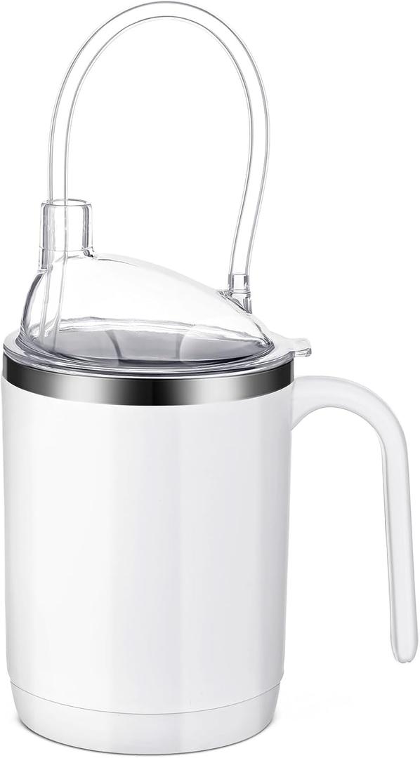 Adult Sippy Cups for Elderly Convalescent Adult Sippy No Spill Feeding Cup with Straw for Elderly Stainless Steel Spill Proof Cup for Dementia Disabled Maternity Dysphagia Swallowing 15.2 oz