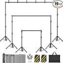 Eocnrhe Backdrop Stand Kit 6 Widths, 10x7.5ft Adjustable Background Stand for Parties & Studio Photography, Black
