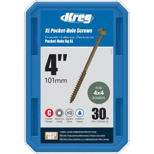 Kreg SML-C4X400-30 XL Pocket-Hole Screws 4", (30 Count) (1.5 inches)
